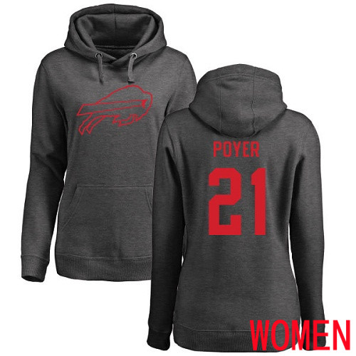 NFL Women Buffalo Bills #21 Jordan Poyer Ash One Color Pullover Hoodie Sweatshirt
